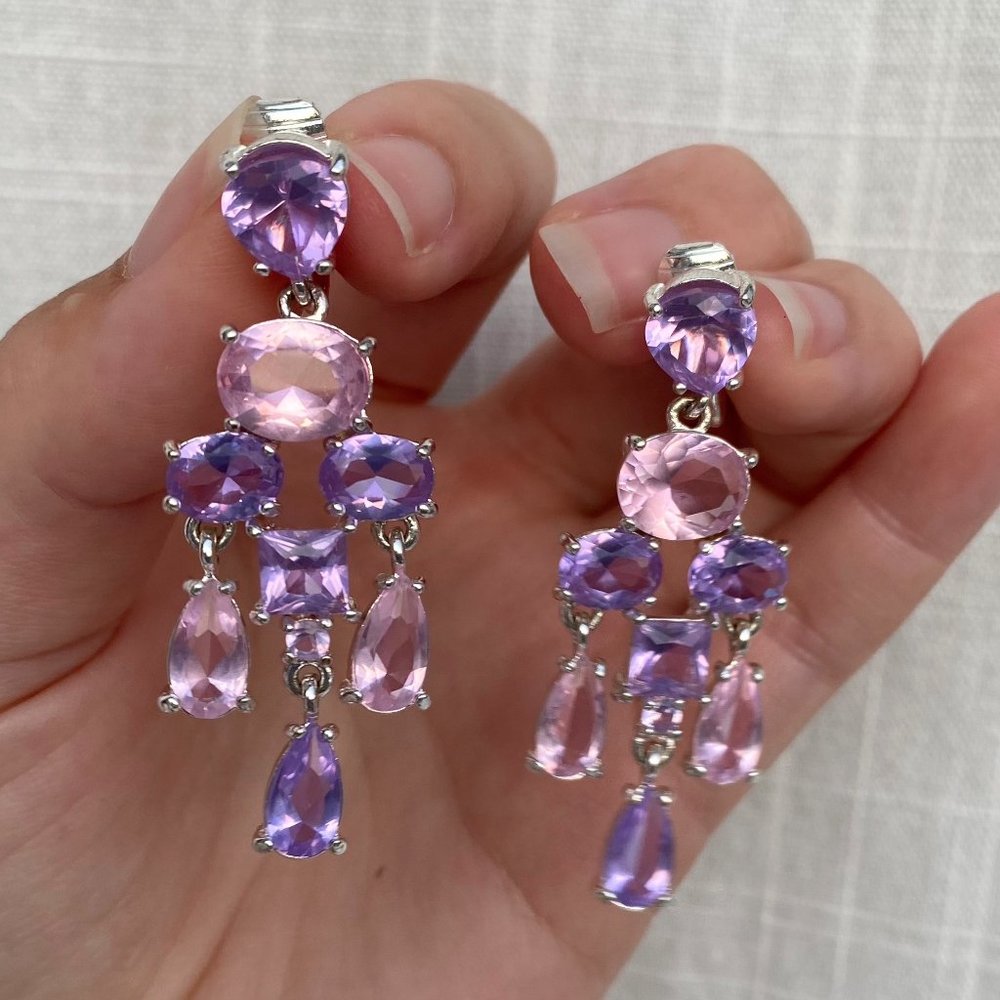 Vintage Rhinestone Drop Clip On Earring